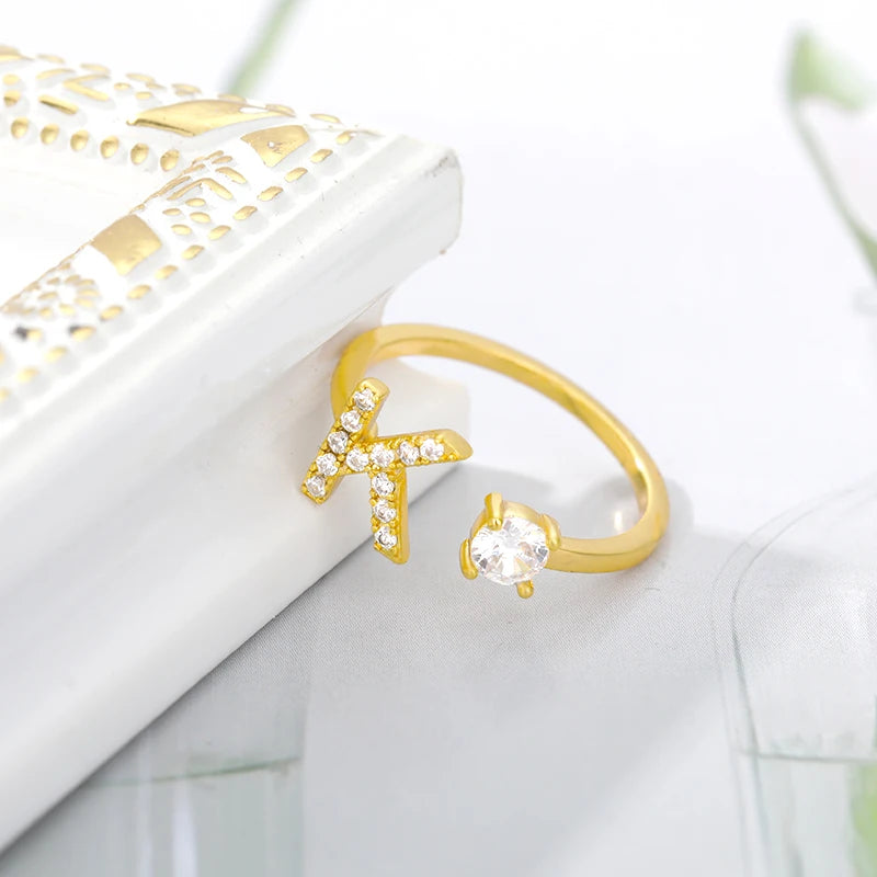 Zircon Initial Letter Ring