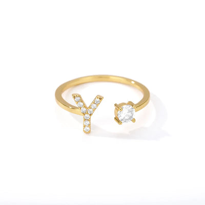 Zircon Initial Letter Ring