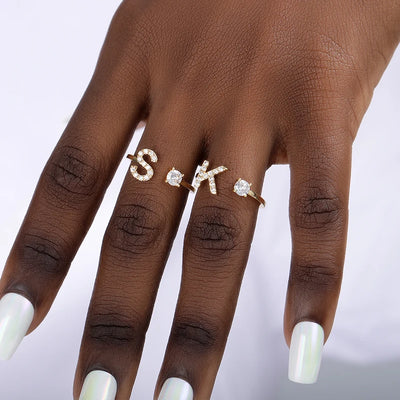 Zircon Initial Letter Ring
