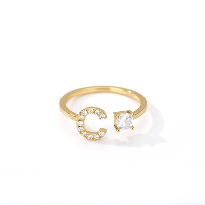 Zircon Initial Letter Ring