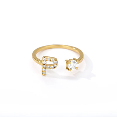 Zircon Initial Letter Ring