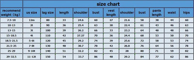 Measurement chart for Timeless Beige Boys Suit Set
