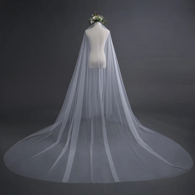 Elegance Unveiled: Two-Tier Cathedral Bridal Veil with Long Blusher