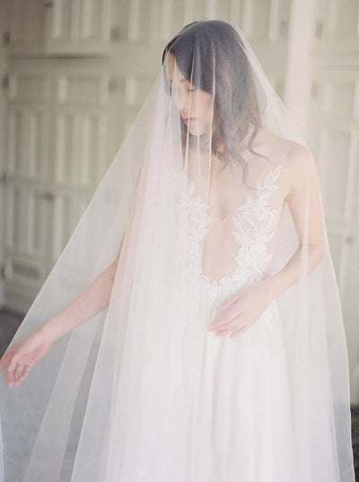 Elegance Unveiled: Two-Tier Cathedral Bridal Veil with Long Blusher