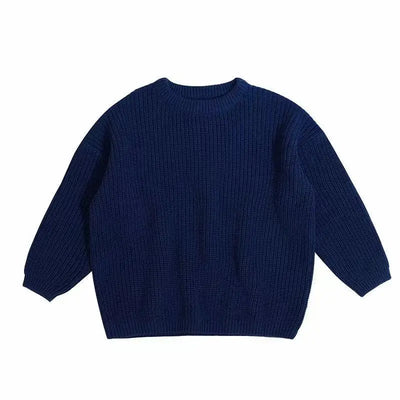 Navy blue sweater on a white background