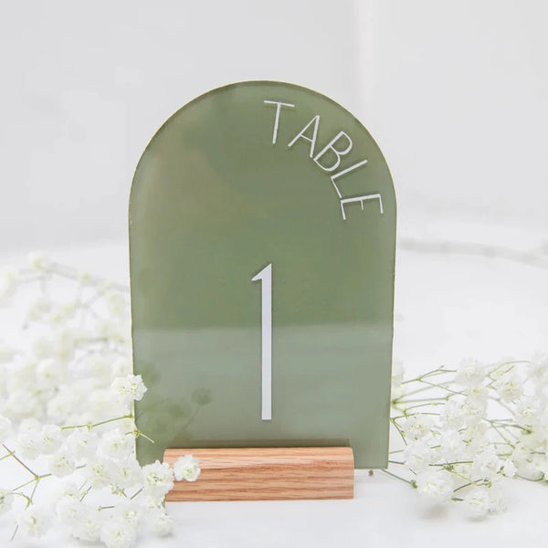Personalised Acrylic Wedding Table Numbers – Modern Arch Design ...