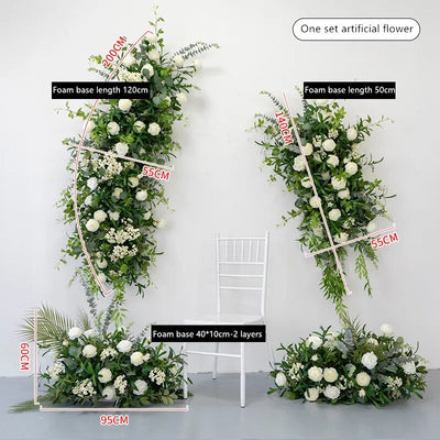 4-piece set of DIY Real Look White and Green Floral Arrangements