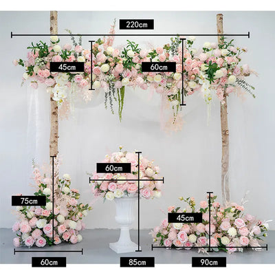 Measurements of DIY Real Look Pink Wedding Flower Arrangement Set