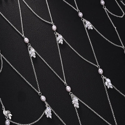 Cascading Pearl Bridal Head Chain