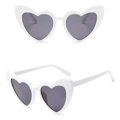 Stylish heart-shaped sunglasses white and grey