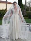 Elegance Unveiled: Two-Tier Cathedral Bridal Veil with Long Blusher