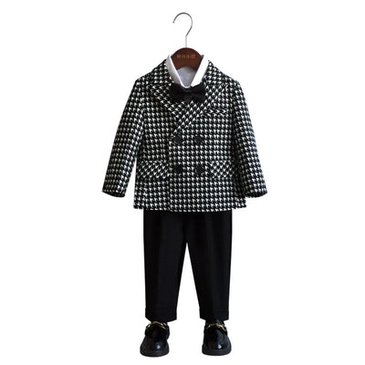 Boys Formal Houndstooth Blazer Suit Set