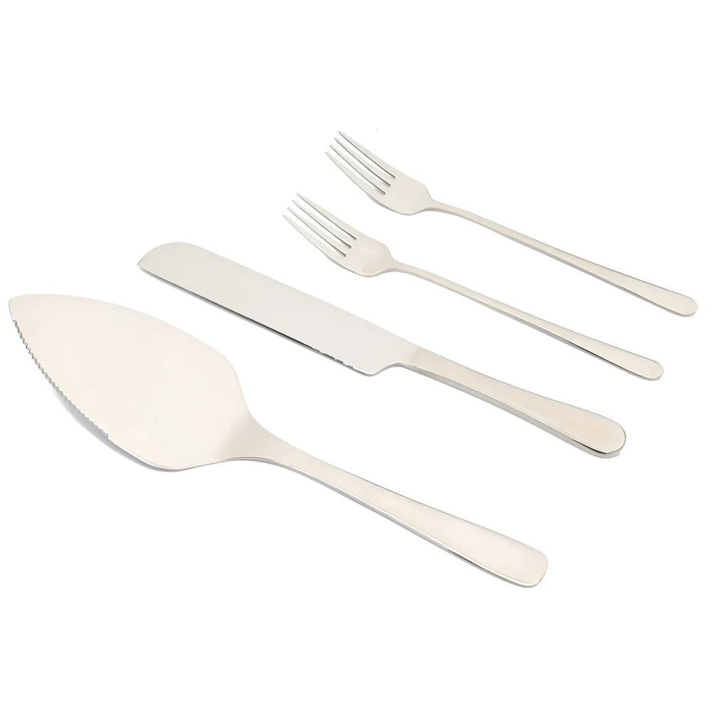 Silver Option for Personalised Wedding Cake Cutting Set – Engraved Knife, Server & Forks