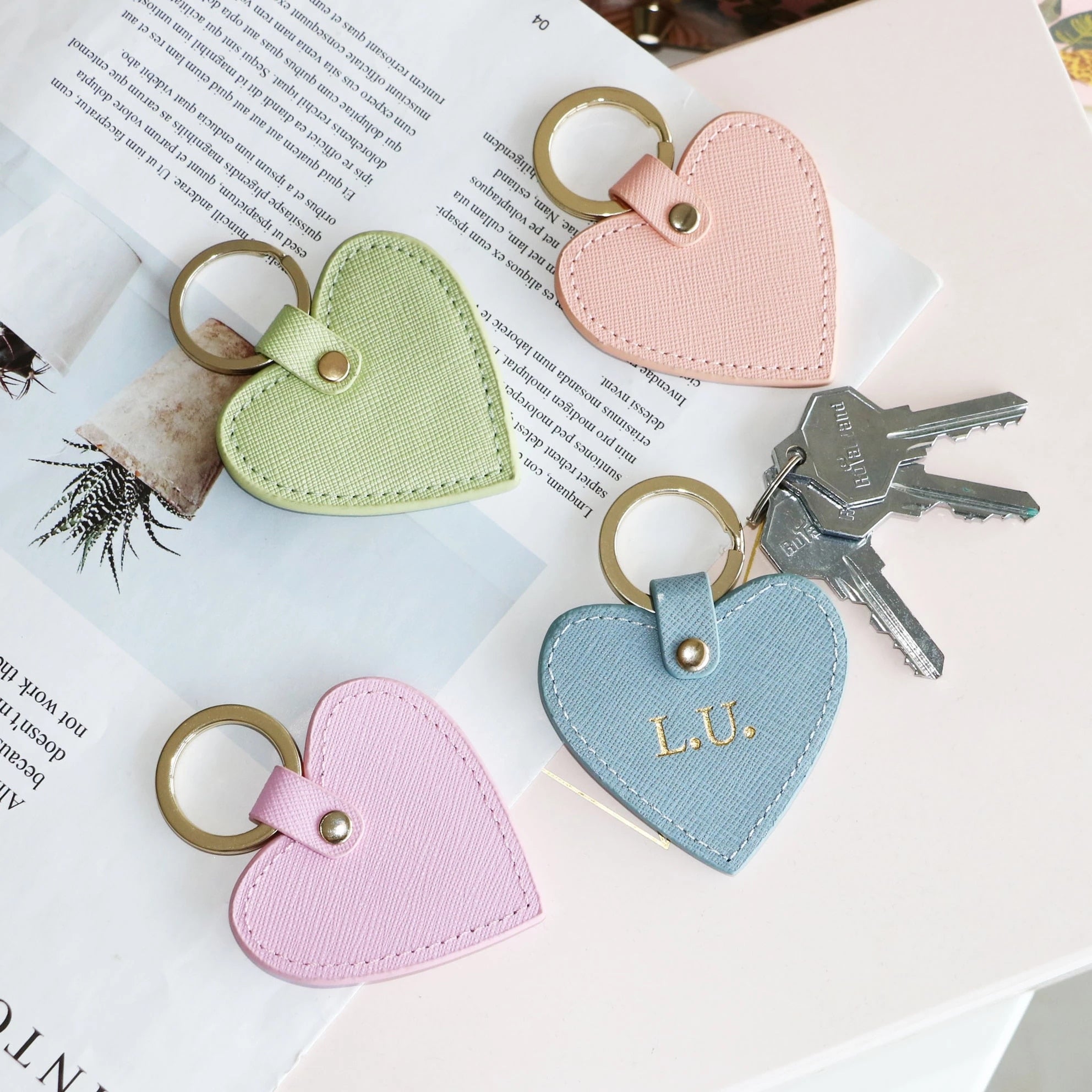 Personalised Leather Heart Keychain
