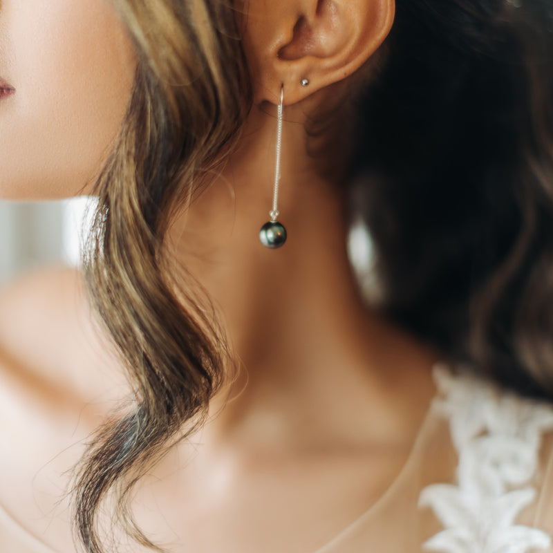 Tahitian Black Pearl Drop Earrings