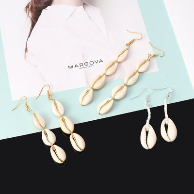 Cowrie Seashell Drop Earrings