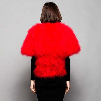 Womens Natural Ostrich Feather Jacket