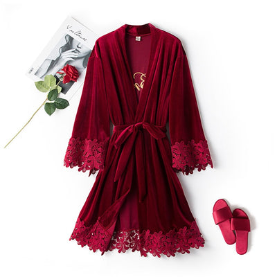 Velour Lace Bridal Robe