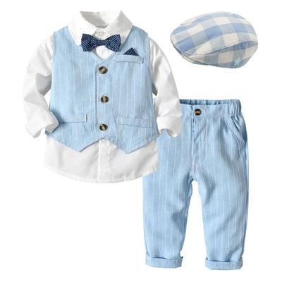 Boys Powder Blue 5-Piece Pinstripe Suit Set