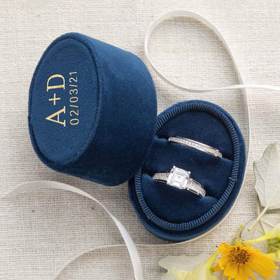 Personalised Velvet Oval Wedding Ring Box
