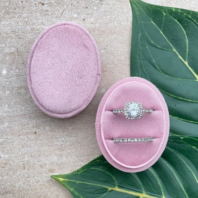 Personalised Velvet Oval Wedding Ring Box