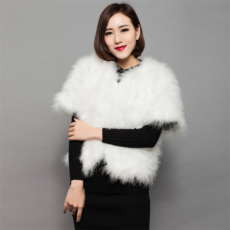 Womens Natural Ostrich Feather Jacket