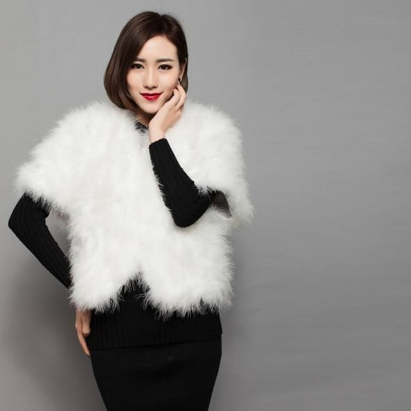 Womens Natural Ostrich Feather Jacket