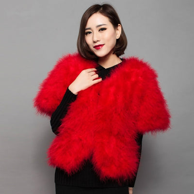 Womens Natural Ostrich Feather Jacket