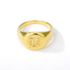 Gold Goth Initial Signet Ring