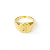 Gold Goth Initial Signet Ring