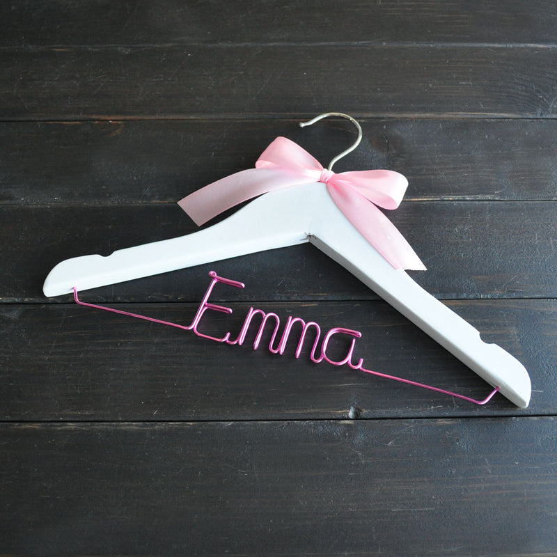 Personalised Pink Wire Wedding Hanger